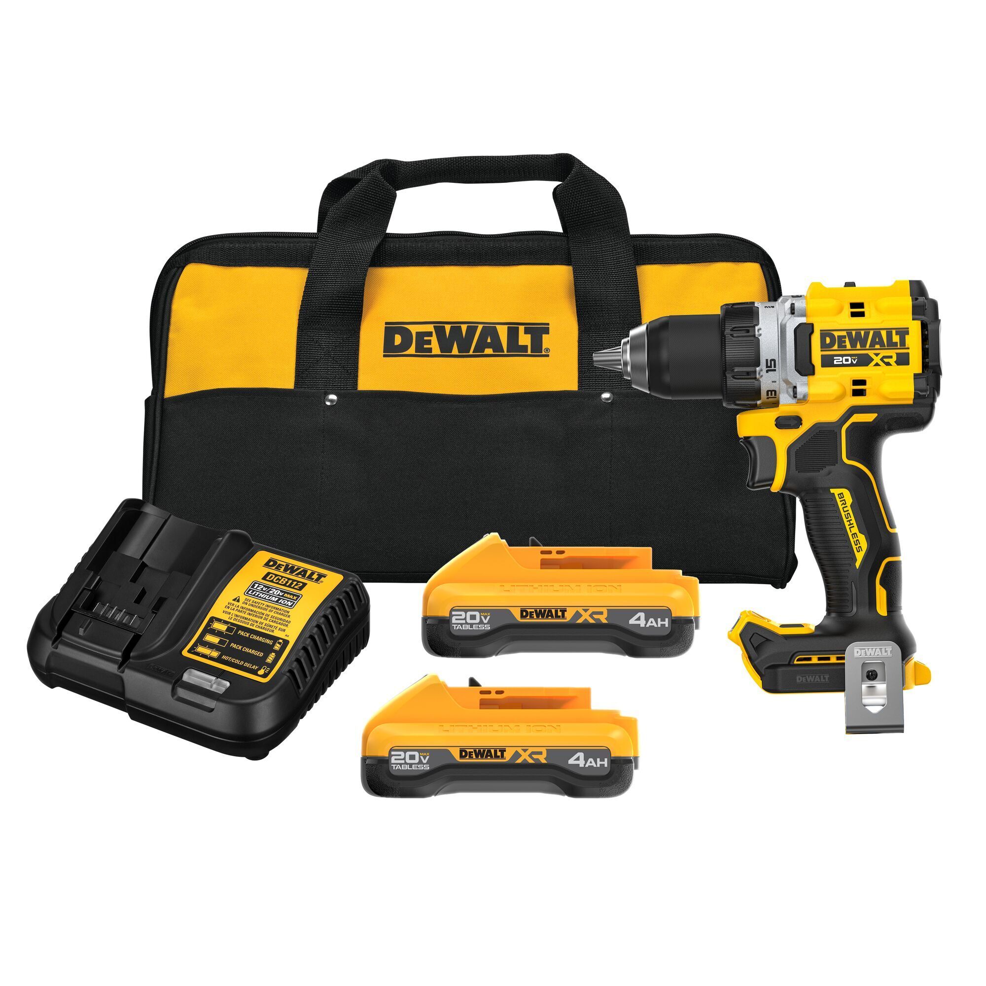 DEWALT 20V MAX* XR® Brushless Cordless 1/2 in. Drill/Driver Kit With DEWALT POWERPACK™ Batteries DCD801QQ2